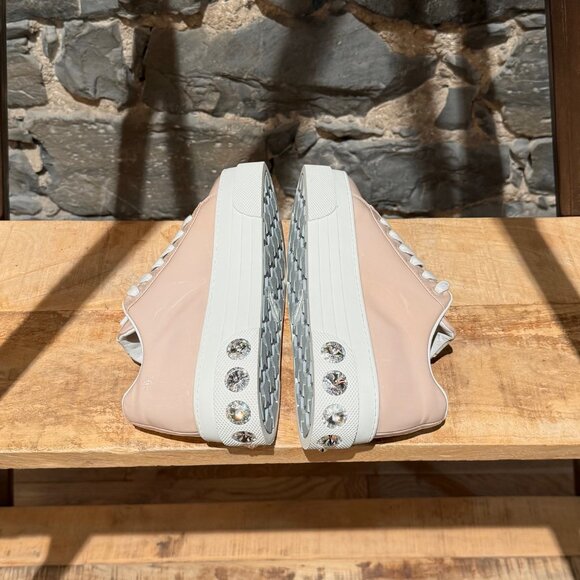Miu Miu Pink Patent Crystal Heel Platform Sneakers - Picture 8 of 12